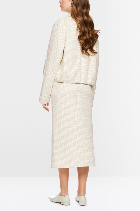 Marc Cain Ecru Midi Skirt with Bouclé Effect