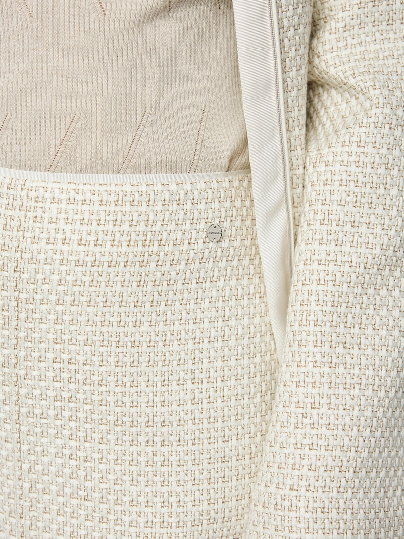 Marc Cain Ecru Midi Skirt with Bouclé Effect