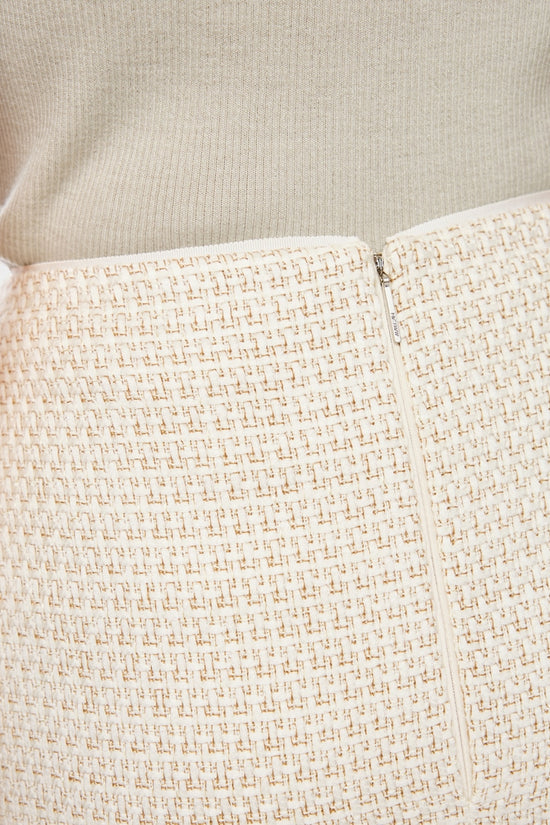 Marc Cain Ecru Midi Skirt with Bouclé Effect