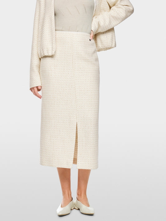 Marc Cain Ecru Midi Skirt with Bouclé Effect