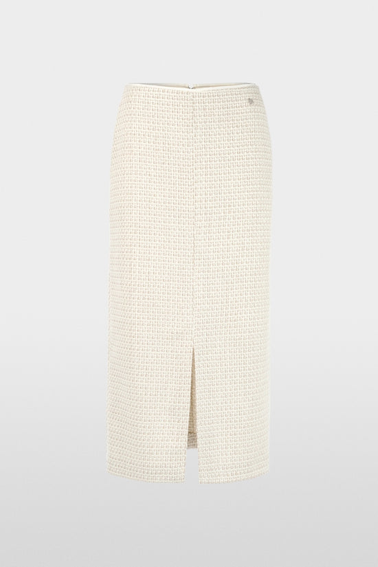Marc Cain Ecru Midi Skirt with Bouclé Effect
