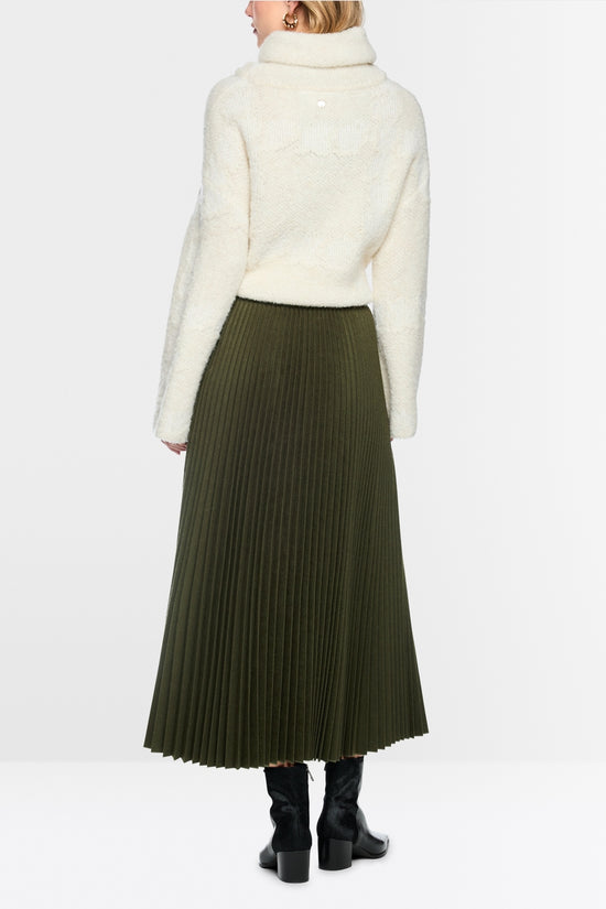 Marc Cain Forest Boiled Wool Midi Skirt