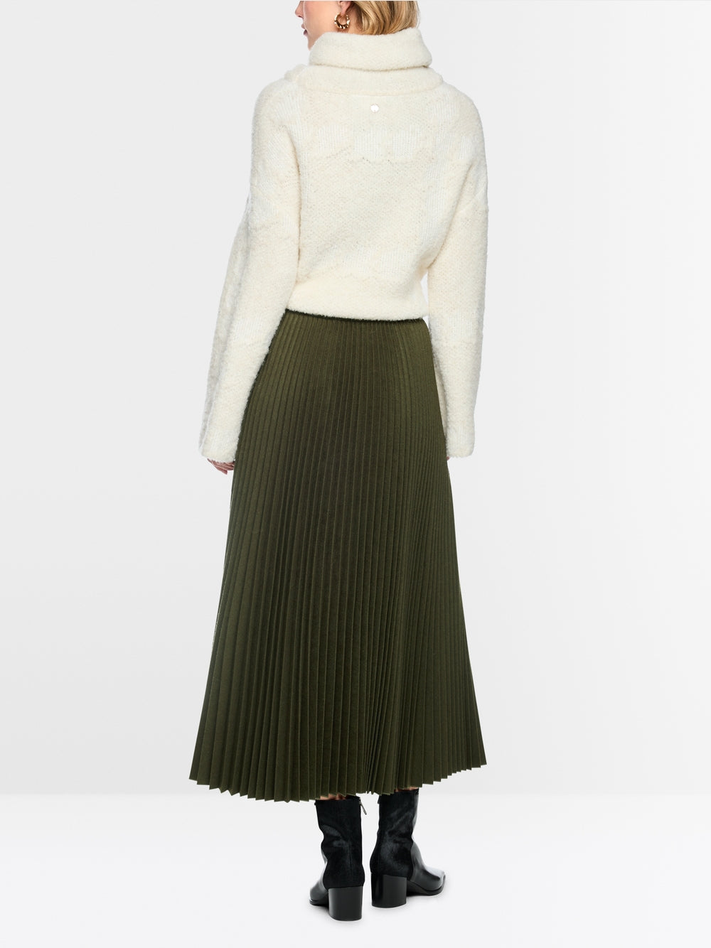 Marc Cain Forest Boiled Wool Midi Skirt
