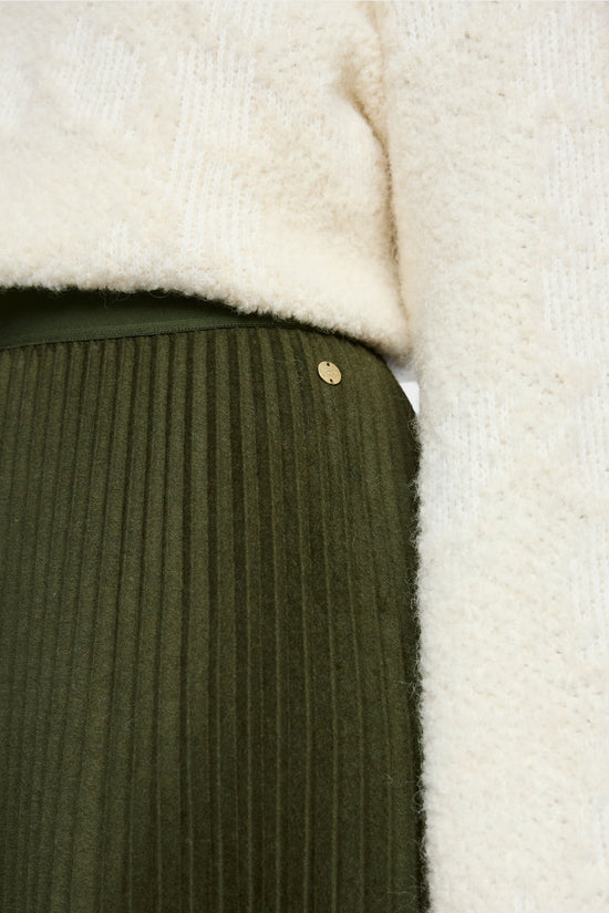 Marc Cain Forest Boiled Wool Midi Skirt
