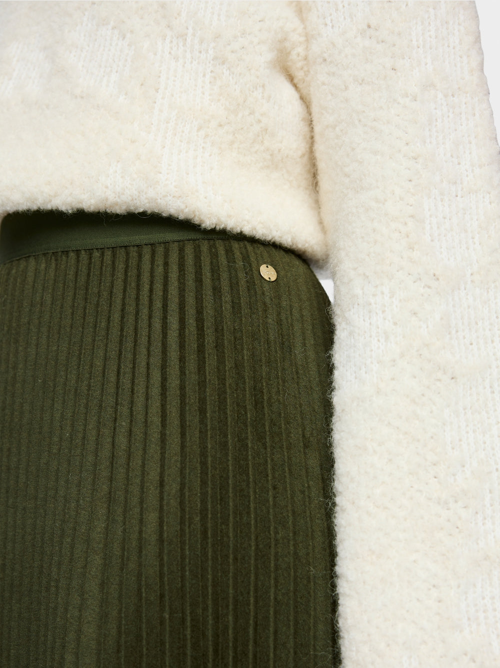 Marc Cain Forest Boiled Wool Midi Skirt
