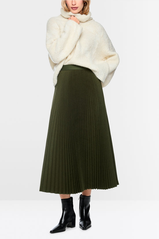 Marc Cain Forest Boiled Wool Midi Skirt