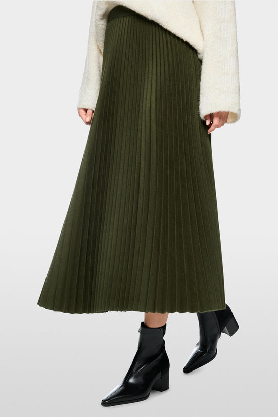 Marc Cain Forest Boiled Wool Midi Skirt