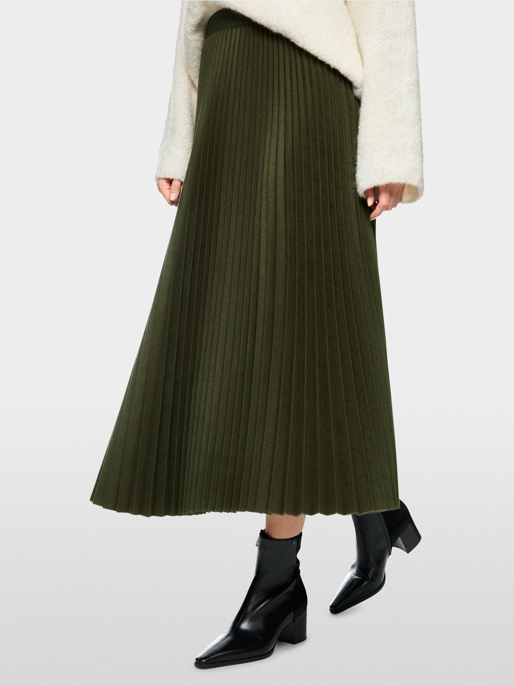 Marc Cain Forest Boiled Wool Midi Skirt