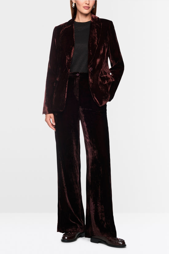 Marc Cain Wine Wide Leg WARRI Velvet Trousers
