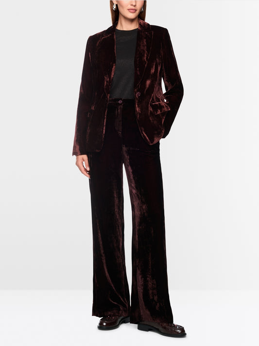 Marc Cain Wine Wide Leg WARRI Velvet Trousers