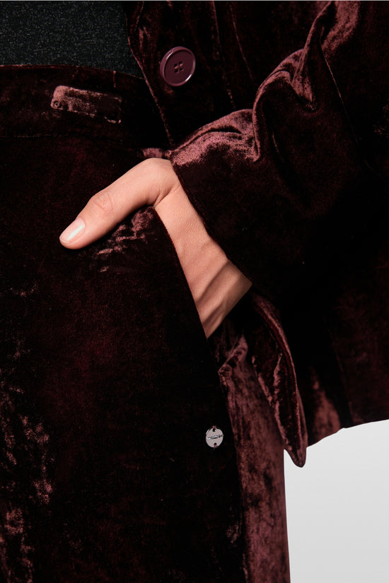Marc Cain Wine Wide Leg WARRI Velvet Trousers