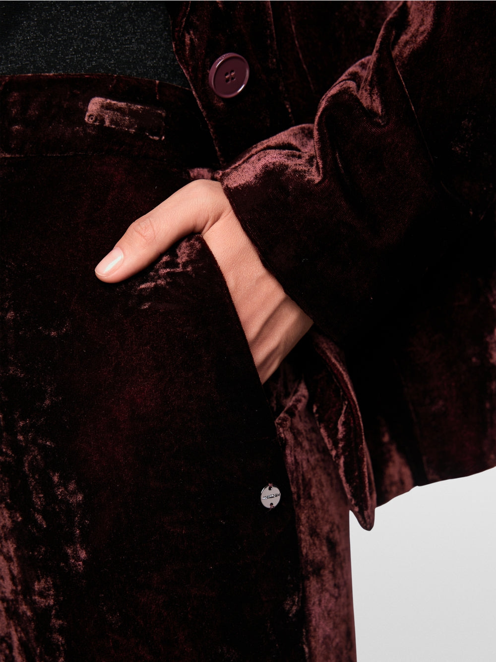 Marc Cain Wine Wide Leg WARRI Velvet Trousers