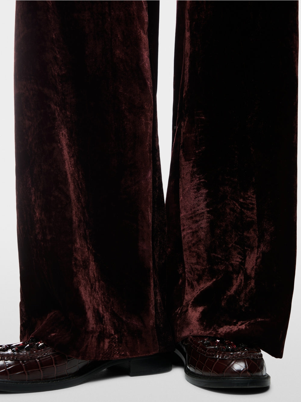Marc Cain Wine Wide Leg WARRI Velvet Trousers