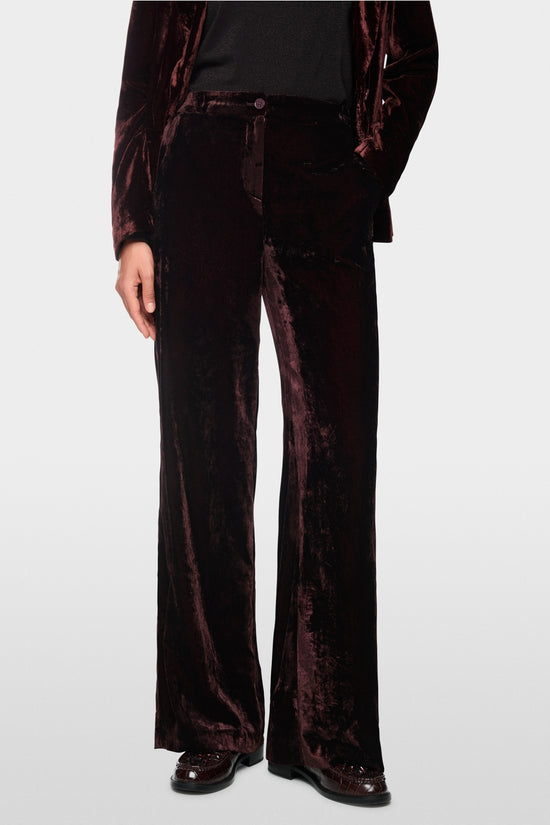 Marc Cain Wine Wide Leg WARRI Velvet Trousers