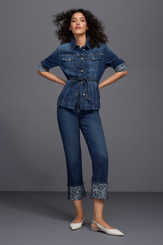 Marc Cain Indigo Straight Fit with Turn-Up Fendou Jeans
