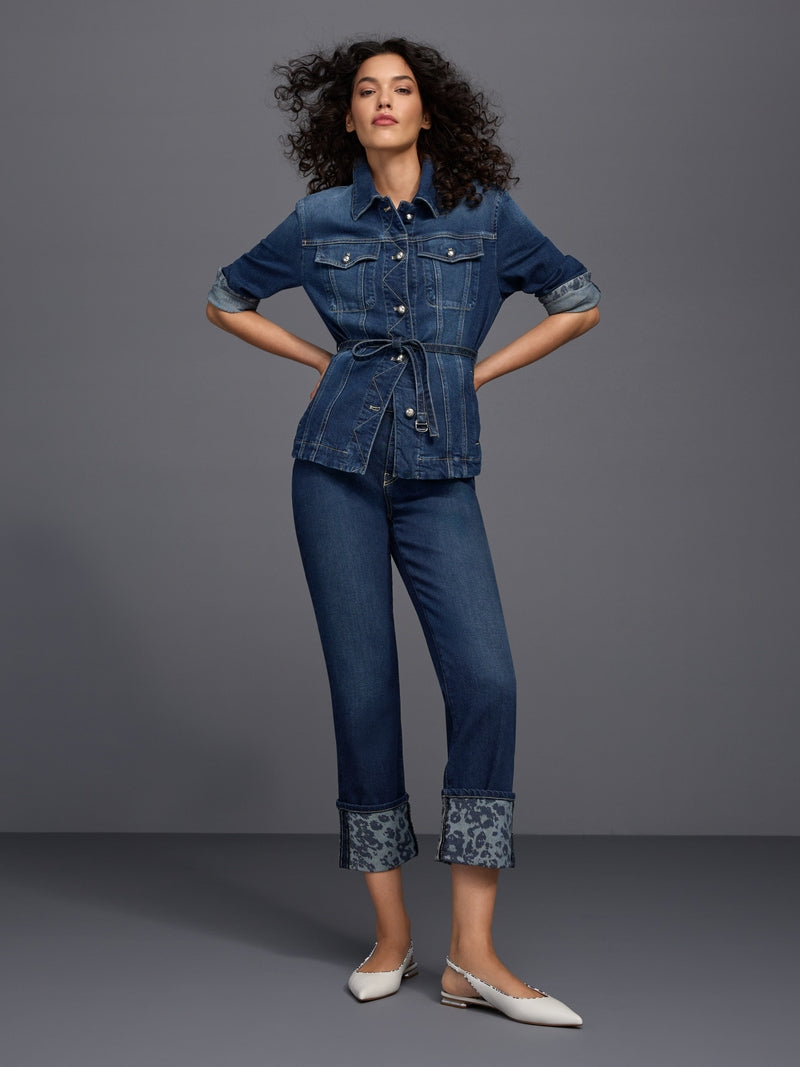 Marc Cain Indigo Straight Fit with Turn-Up Fendou Jeans