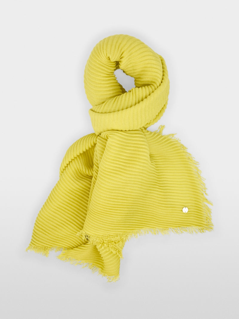 Marc Cain Apple Green Pleated Fringed Scarf