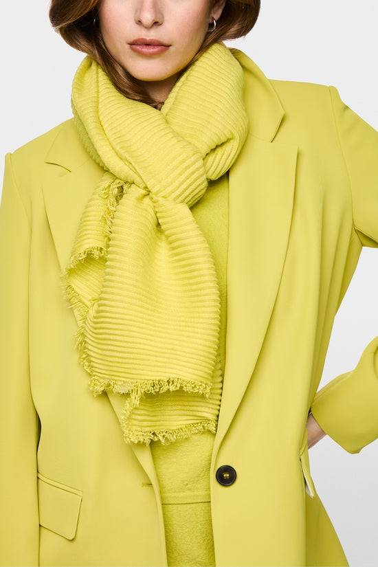 Marc Cain Apple Green Pleated Fringed Scarf