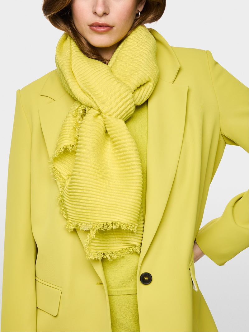 Marc Cain Apple Green Pleated Fringed Scarf