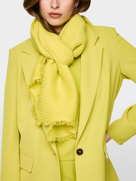 Marc Cain Apple Green Pleated Fringed Scarf