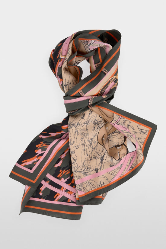 Marc Cain Forest Silk scarf with Horse Print