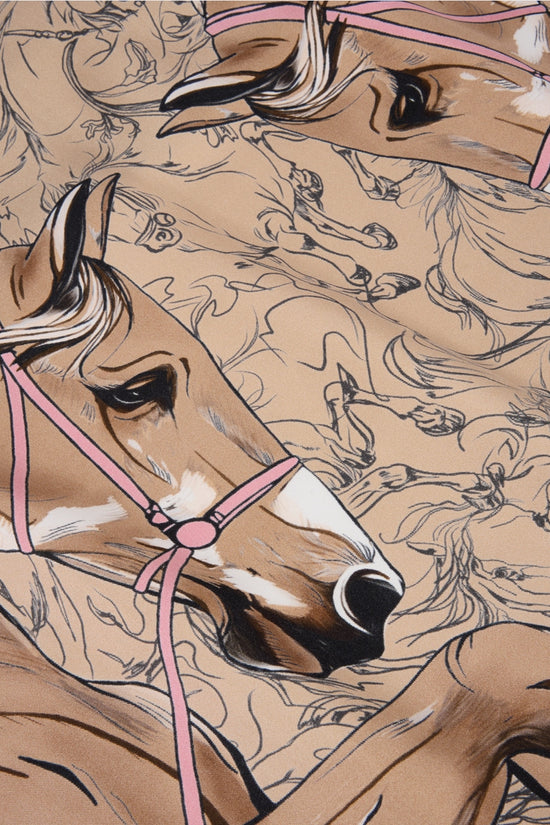 Marc Cain Forest Silk scarf with Horse Print