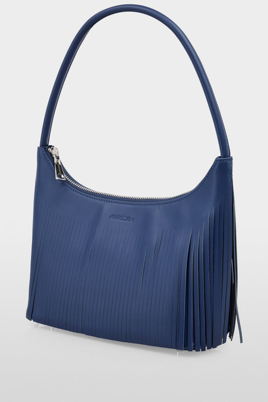 Marc Cain Midnight Blue Shoulder Bag with Fringes