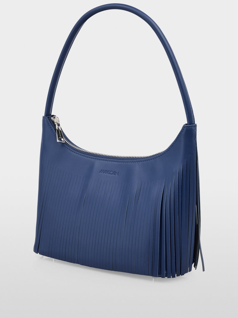 Marc Cain Midnight Blue Shoulder Bag with Fringes