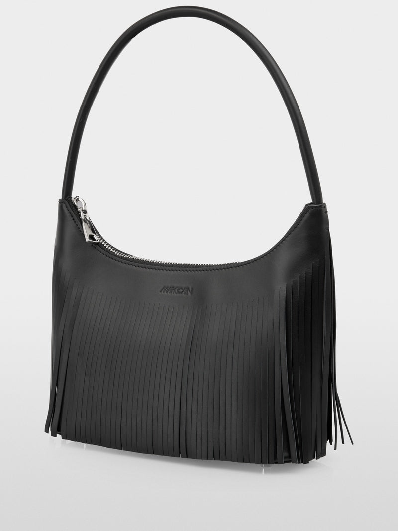 Marc Cain Black Shoulder Bag with Fringes