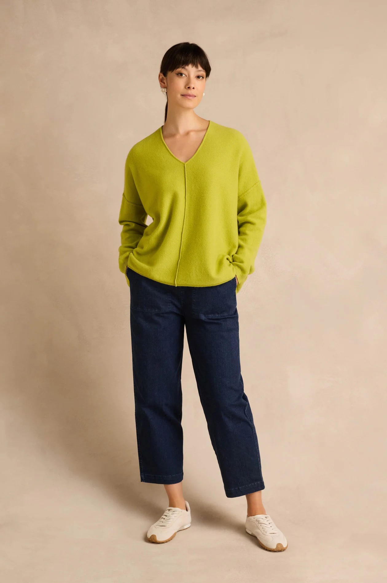 Sahara Kiwi Merino Wool V Neck Sweater