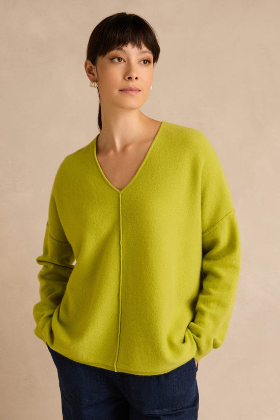 Sahara Kiwi Merino Wool V Neck Sweater