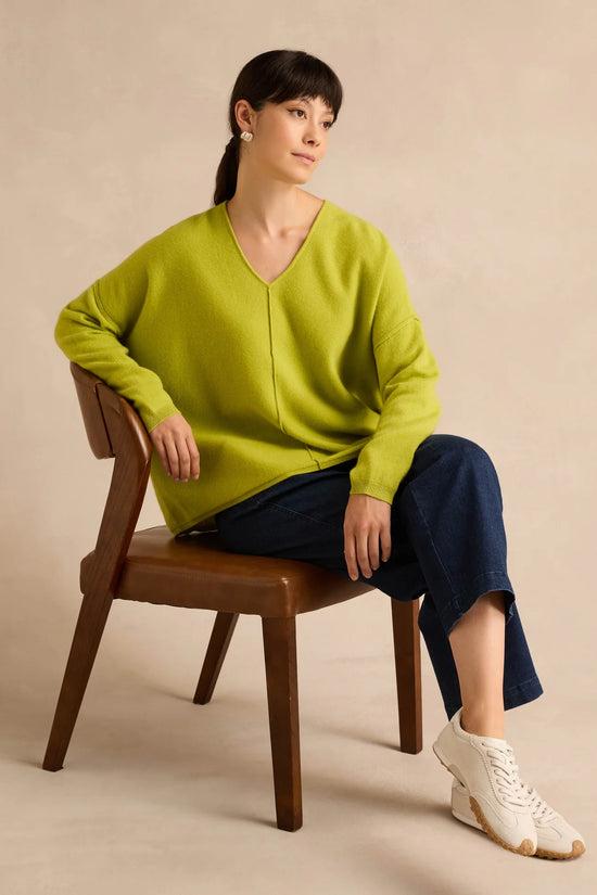Sahara Kiwi Merino Wool V Neck Sweater