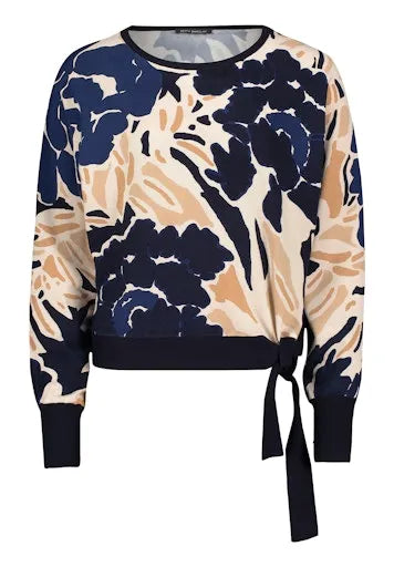 Betty Barclay print sweater with hem tie 5222 1031