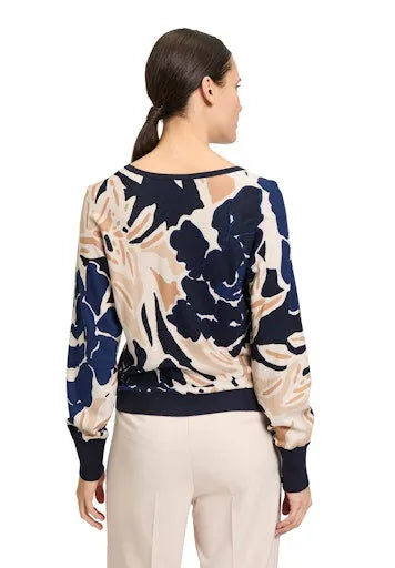 Betty Barclay print sweater with hem tie 5222 1031
