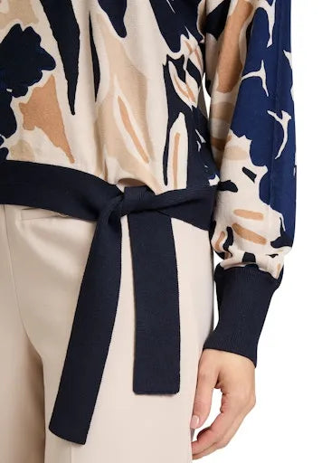Betty Barclay print sweater with hem tie 5222 1031