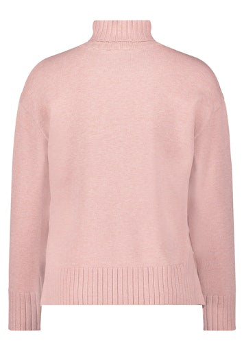 Betty Barclay Ribbed Polo Neck Sweater in Mauve Melange Texture 5211 8026