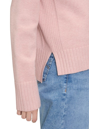Betty Barclay Ribbed Polo Neck Sweater in Mauve Melange Texture 5211 8026