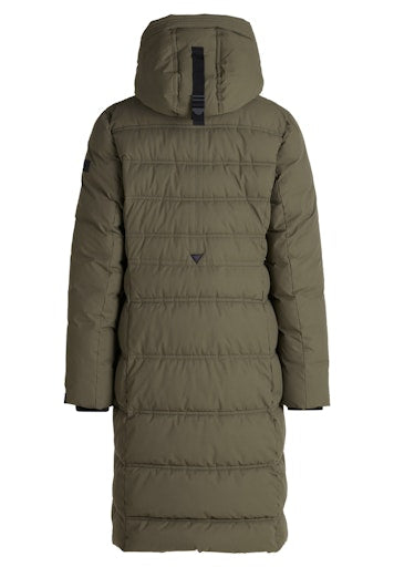 Betty Barclay Long Quilted Jacket with Detachable Hood in Dark Green 7905 1505