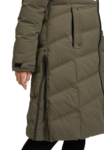 Betty Barclay Long Quilted Jacket with Detachable Hood in Dark Green 7905 1505