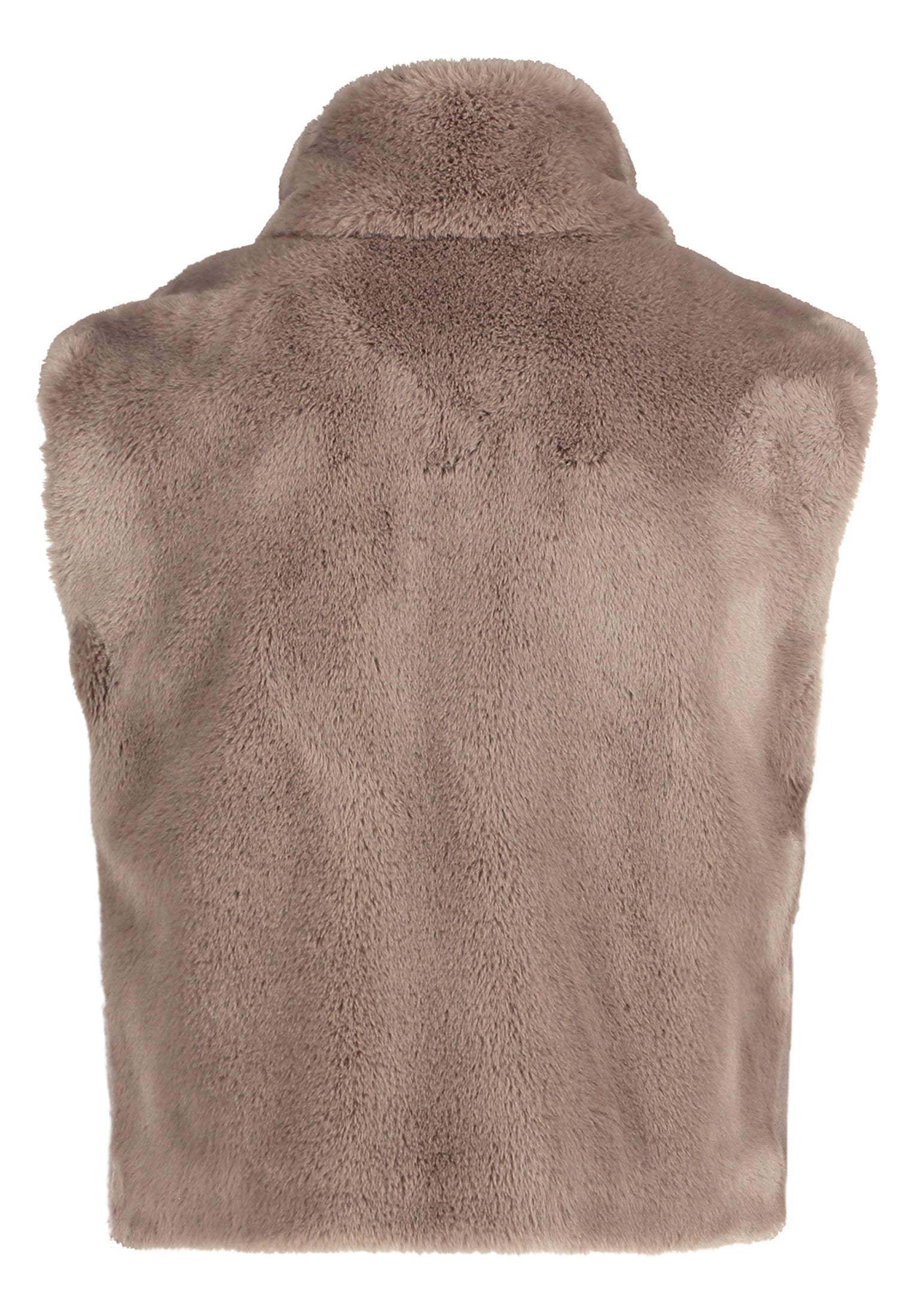 Betty Barclay Greyish Brown Faux Fur Gilet with Zip Fastening 7241 2901