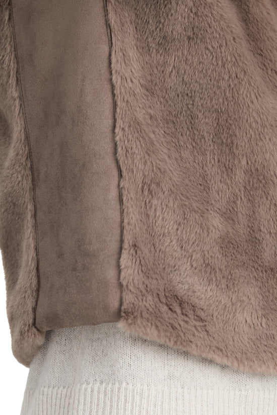 Betty Barclay Greyish Brown Faux Fur Gilet with Zip Fastening 7241 2901