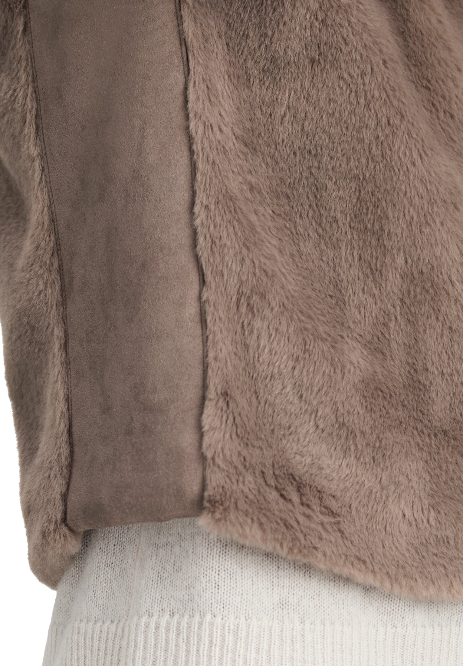 Betty Barclay Greyish Brown Faux Fur Gilet with Zip Fastening 7241 2901