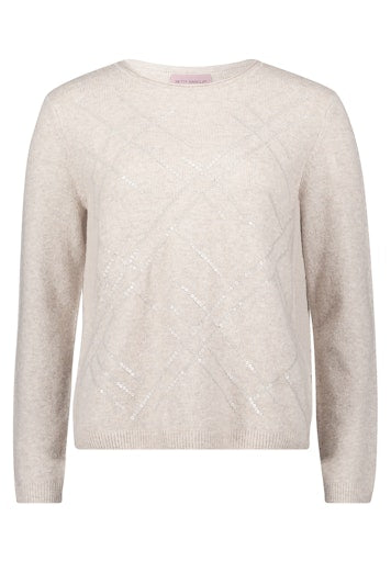 Betty Braclay beige fine knit sweater with decorative sequins 5214 8123