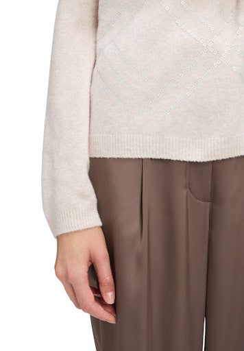 Betty Braclay beige fine knit sweater with decorative sequins 5214 8123