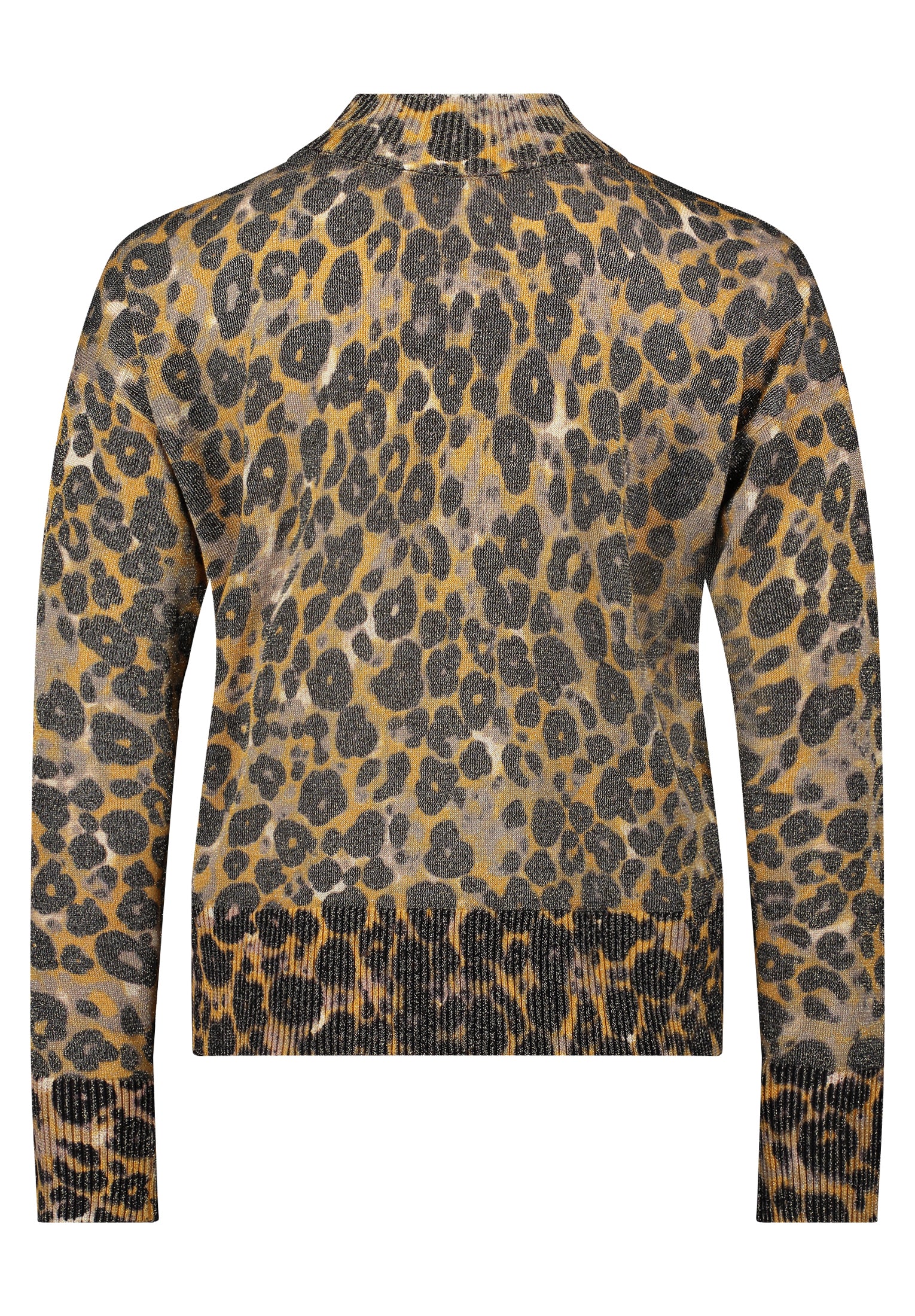 Betty Barclay Taupe & Yellow Animal Knit Sweater – Polo Neck, Long Sleeve 5338 1639
