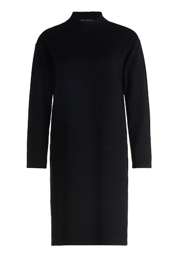 Betty Barclay Black Knit Dress with Long Sleeve, Stand-Up Collar, Knee Length 1786 2907