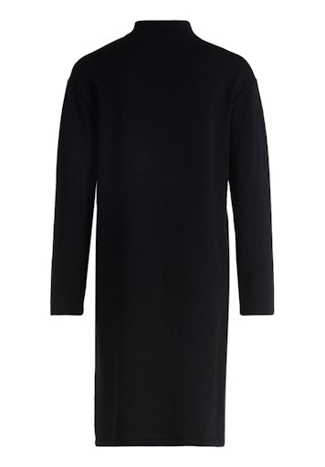 Betty Barclay Black Knit Dress with Long Sleeve, Stand-Up Collar, Knee Length 1786 2907