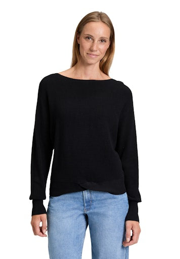 Betty Barclay Black Cotton Knit Sweater – Long Sleeve, Round Neck 5287 1513