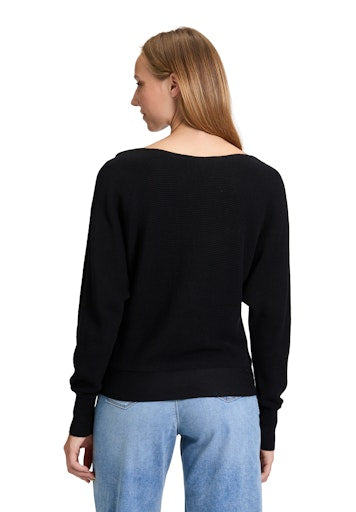 Betty Barclay Black Cotton Knit Sweater – Long Sleeve, Round Neck 5287 1513