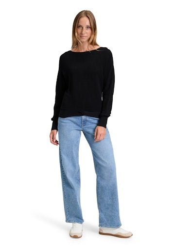 Betty Barclay Black Cotton Knit Sweater – Long Sleeve, Round Neck 5287 1513